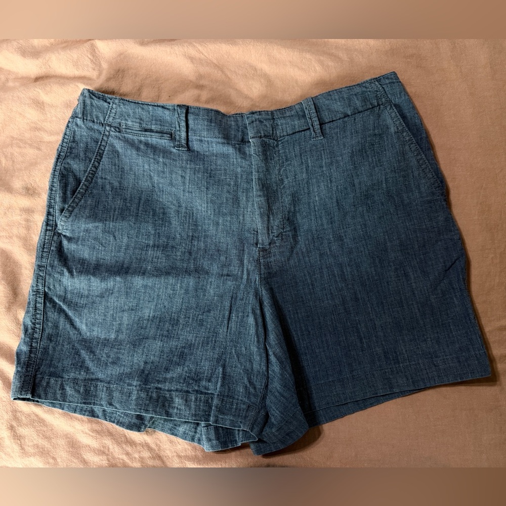 Lands End Women's Elastic Back Classic 5 inch Chambray Shorts
